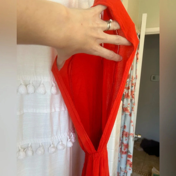 Ella Moss Red Orange Roman Greek Toga summer spring dress size XS - Picture 4 of 9